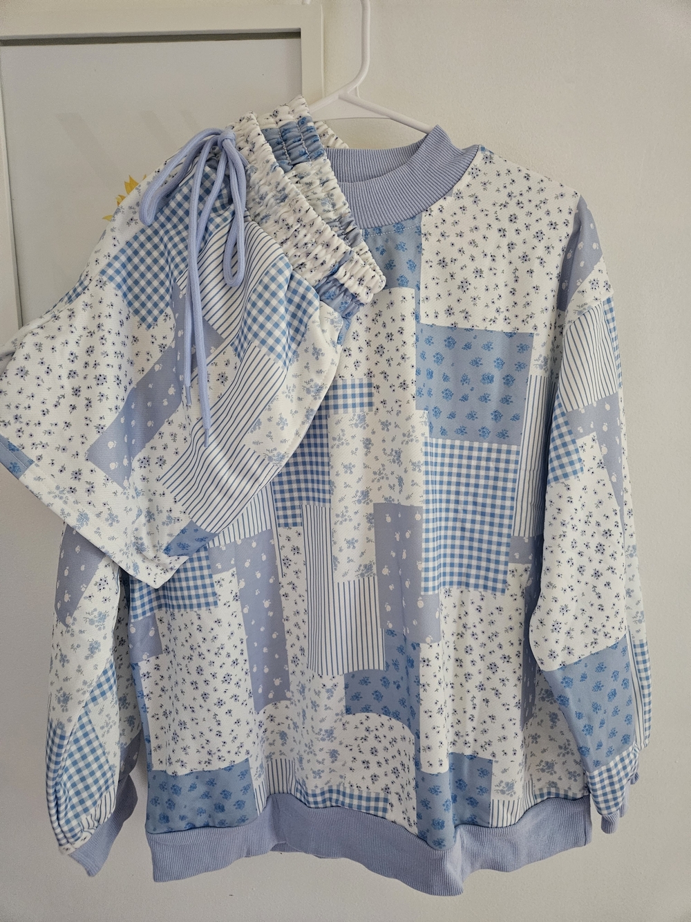 Blue Patchwork Print Matching Set
